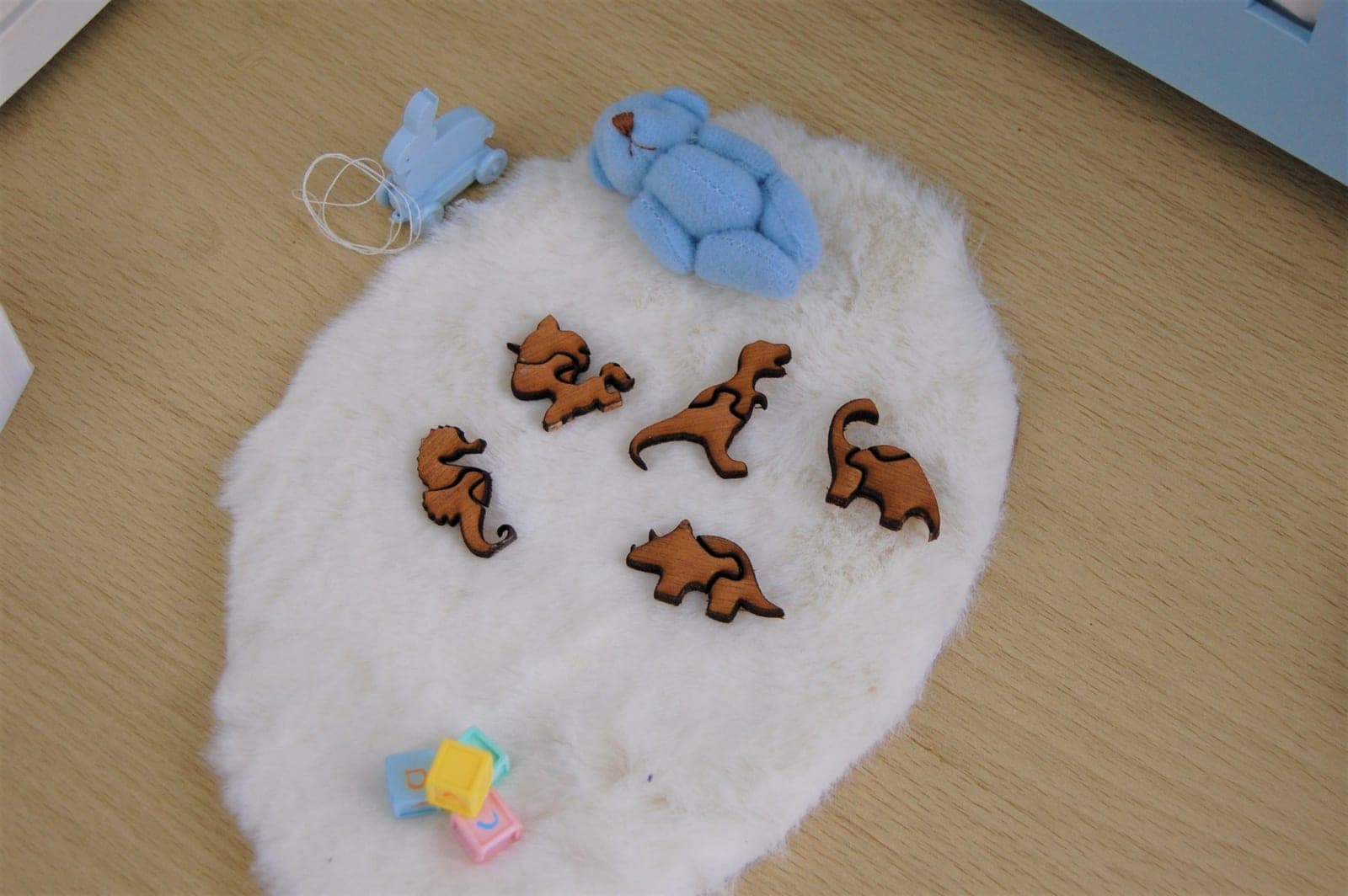 Miniature wooden jigsaw puzzle animals 1/8 bjd baby pukifee, Nappy choo