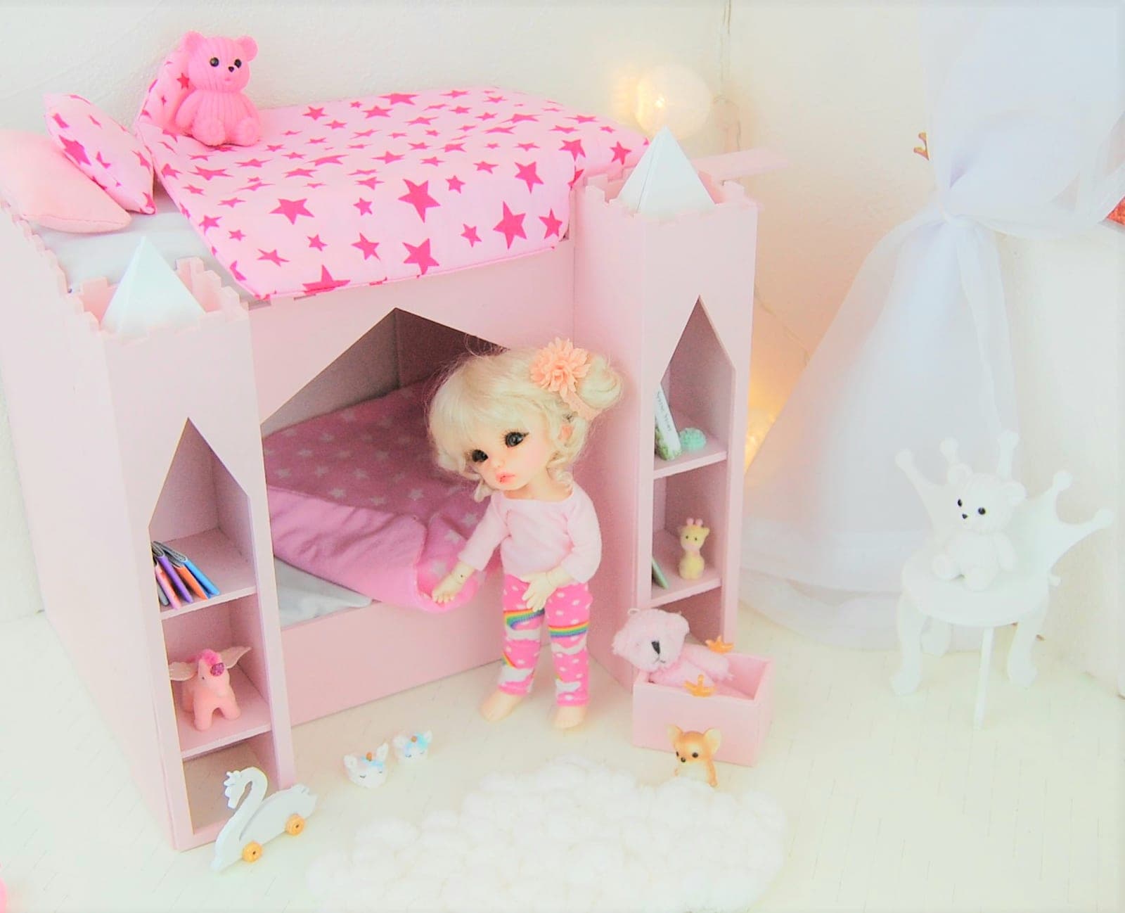 Miniature castle bunk bed 1/8 for lati yellow, pukifee