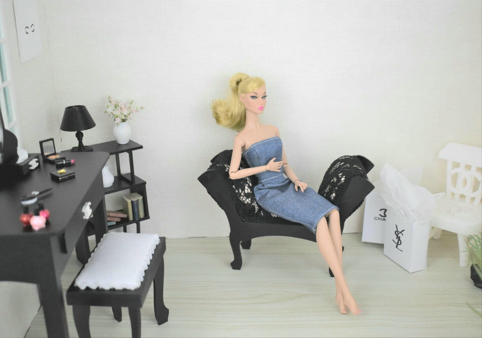 fauteuil shabby miniature 1/6