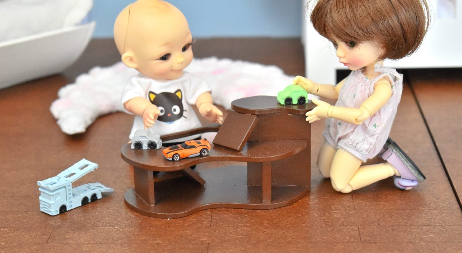 Garage voitures miniature 1/8 pukifee, lati Yellow, Nappy choo