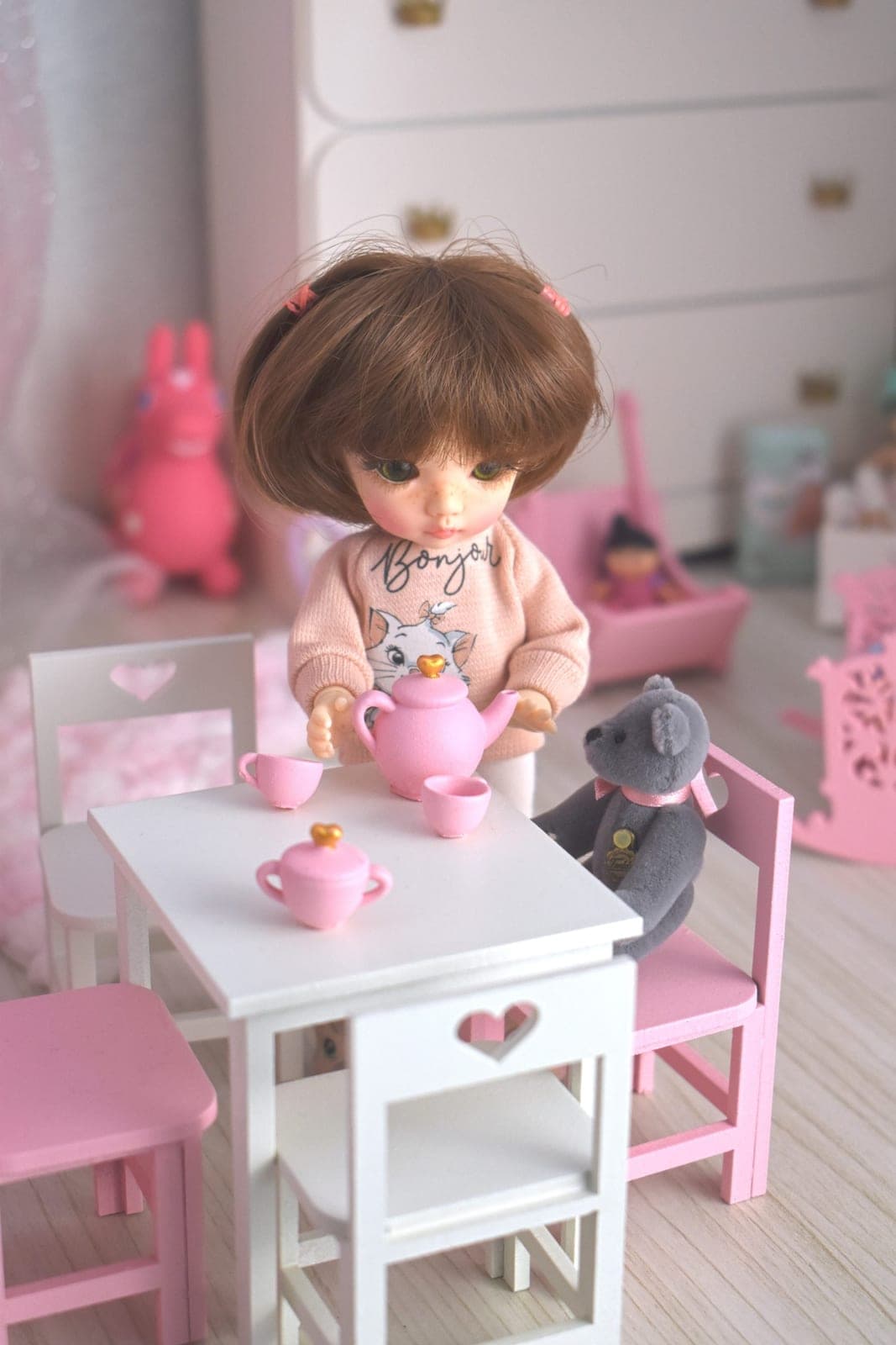 Tea set 1/8 miniature lati yellow, pukifee