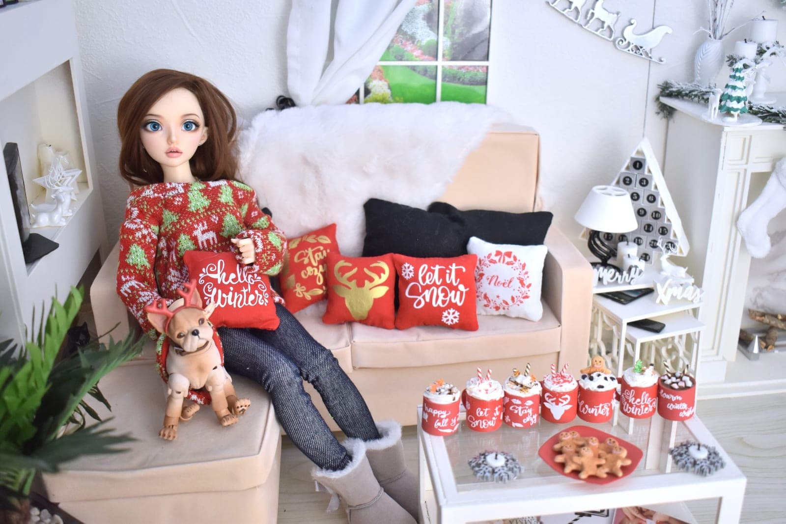 Christmas pillows miniature 1/4 custom minifee ,MSD