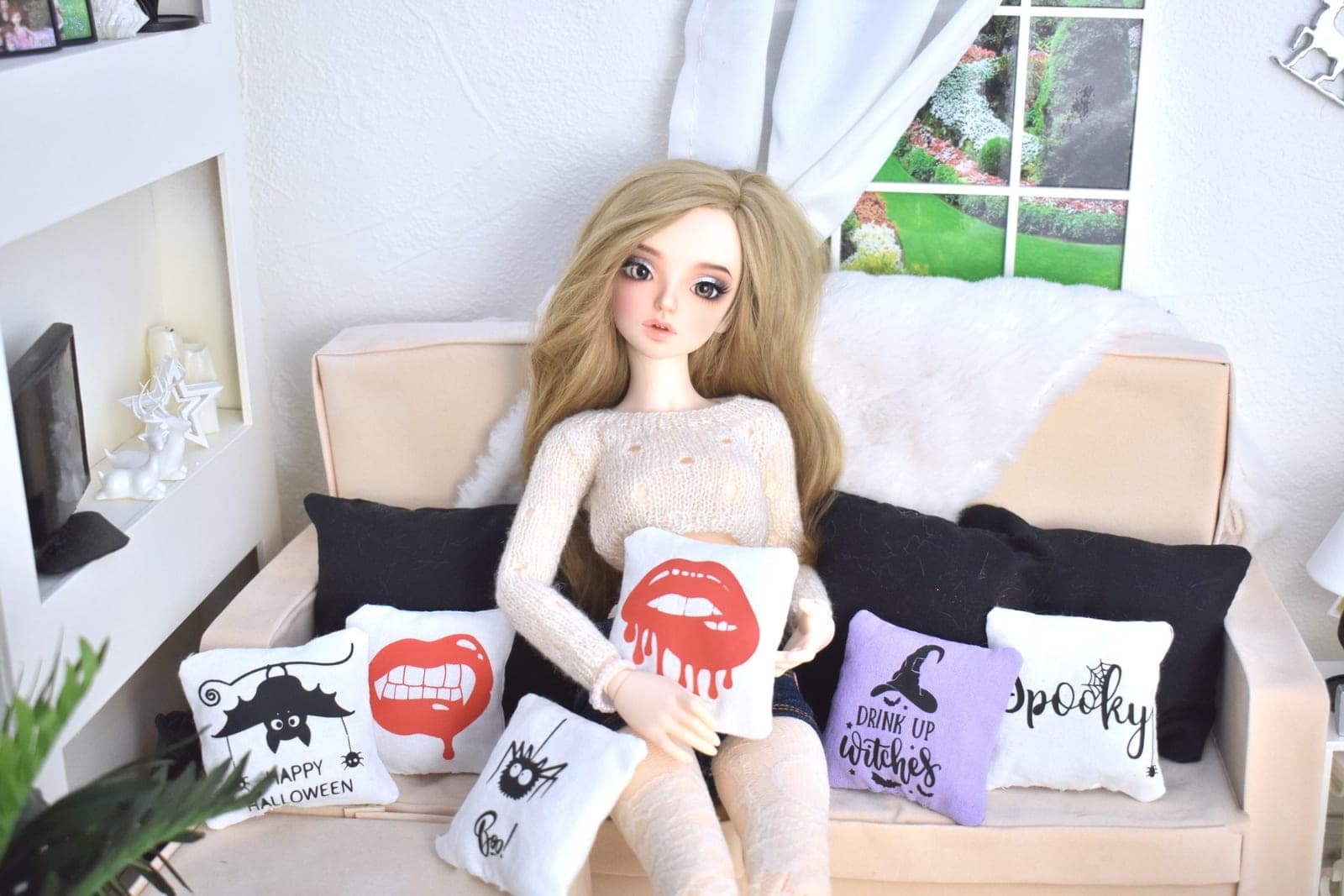 Miniature Halloween cushions - 1/4 minifee,MSD
