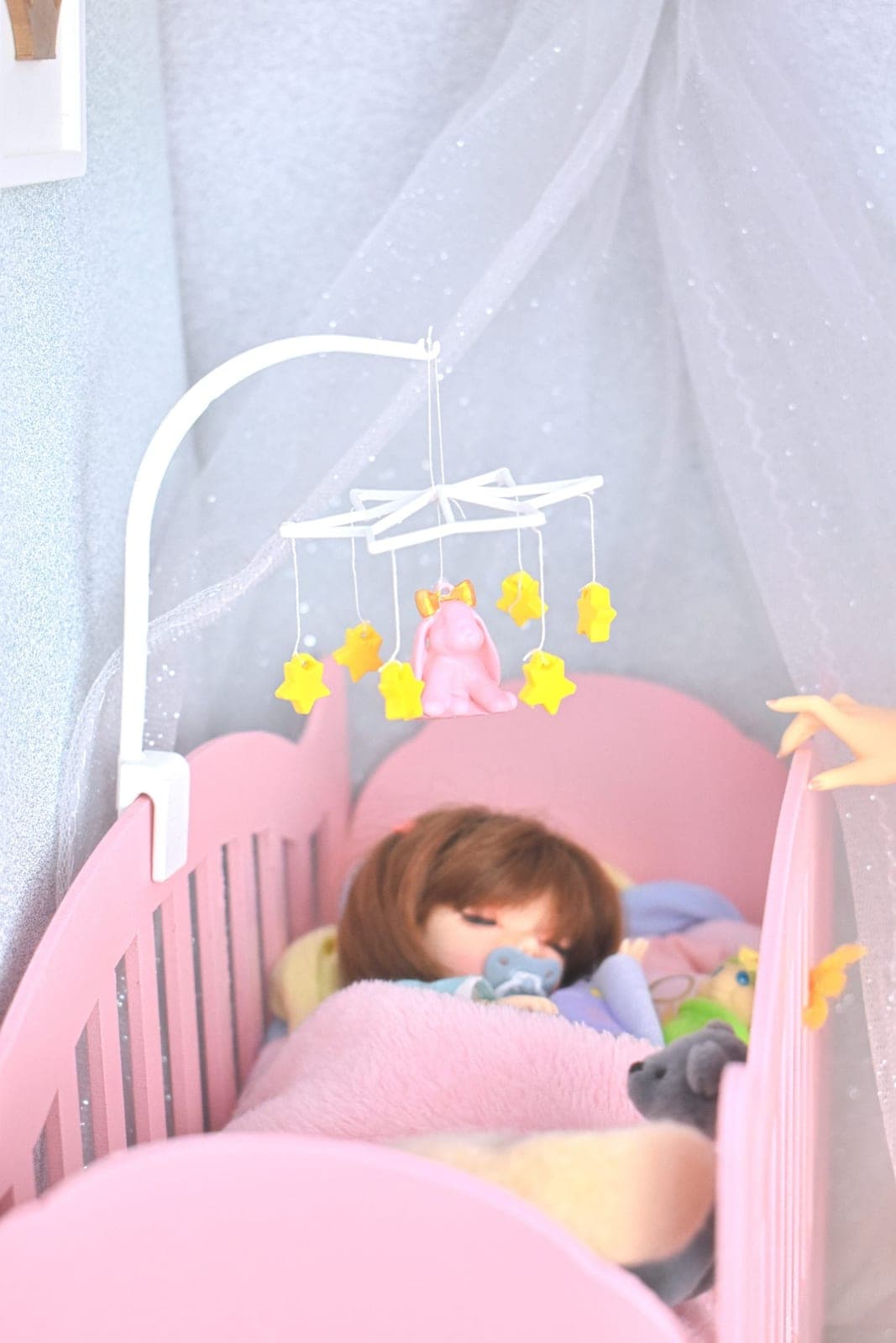 🐰 Miniature rabbit mobile - Baby nursery accessory BJD