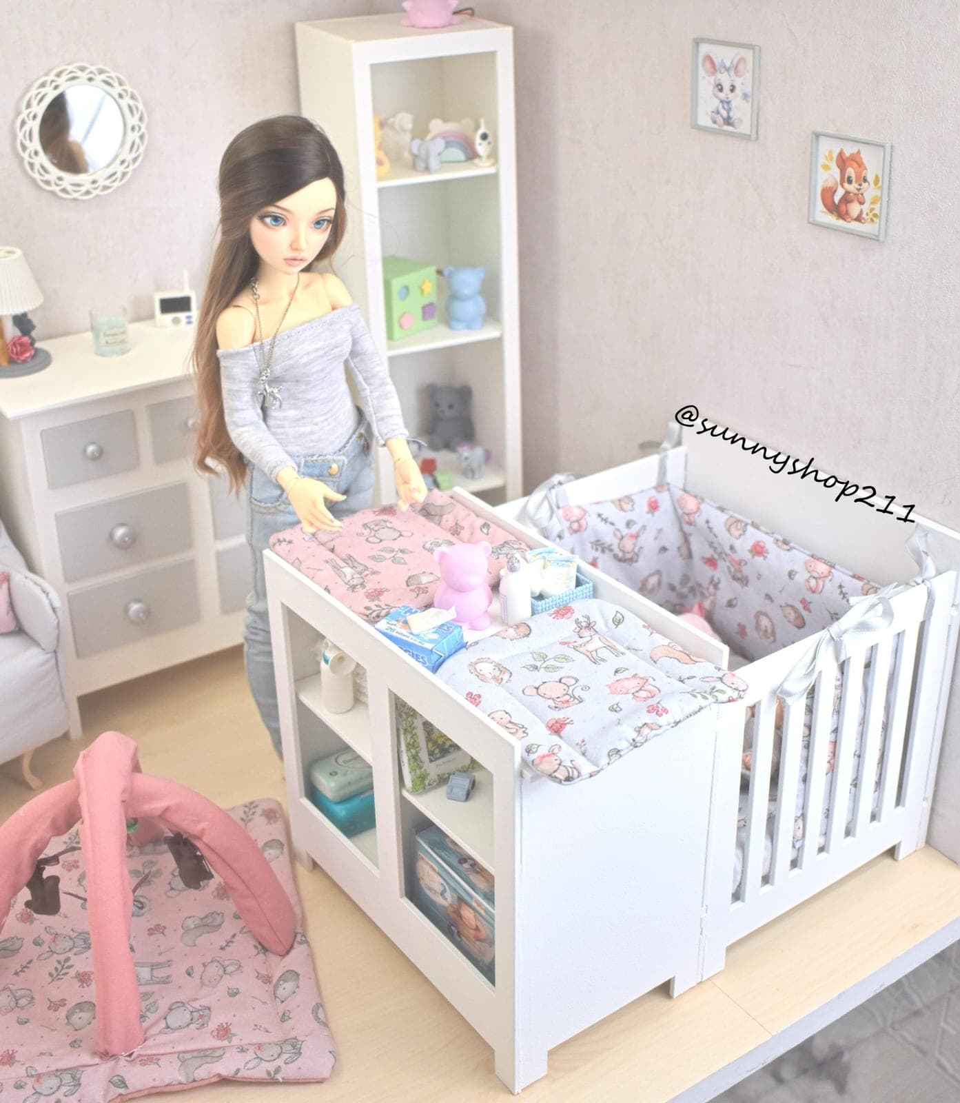 Lit de bébé miniature simple/double 1/6, 1/4, bjd, pukifee, Barbie, lati yellow, nappy choo, reborn