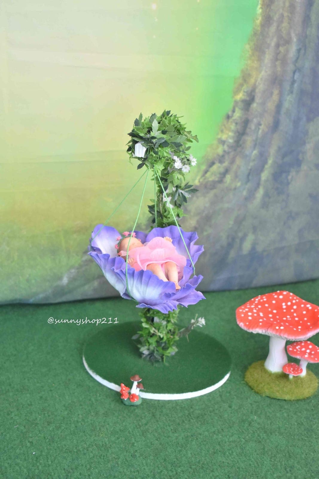 Balançoire fleur bébé bjd elfes miniature simulation