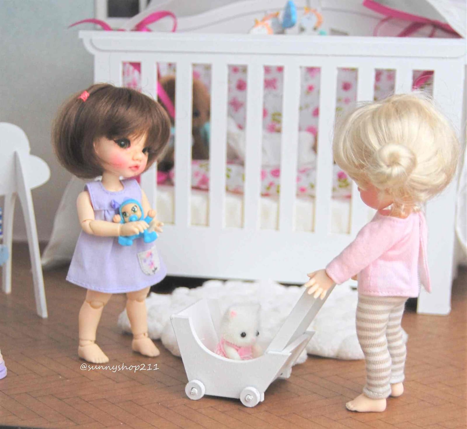 poussette miniature pukifee, lati Yellow, obitsu 11