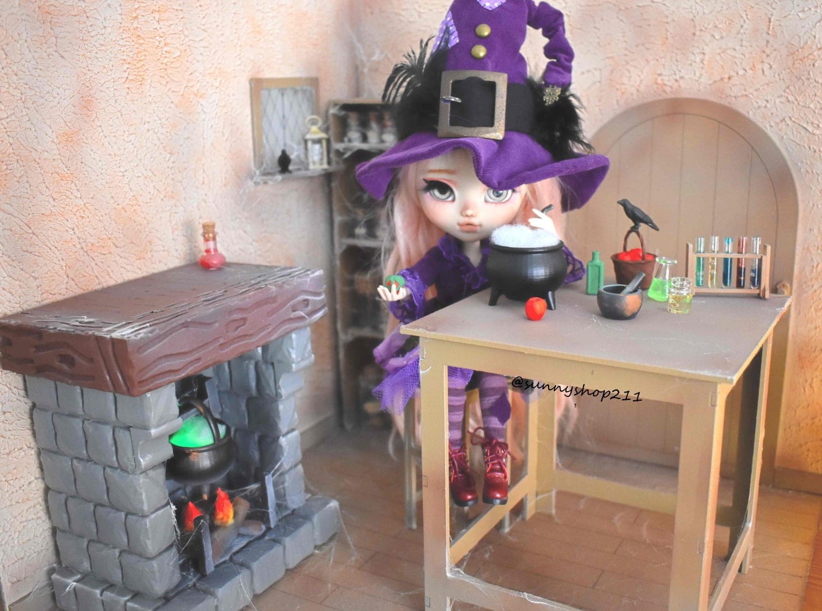 Chaumière de sorcière miniature 1/6 pullip, Barbie, blythe, neemo