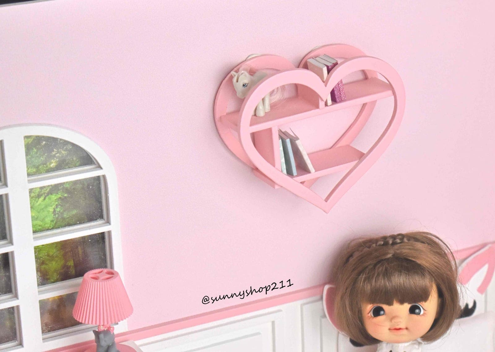 Étagère cœur diorama bjd minifee, msd, Barbie, pullip, blythe, littlefee, lati yellow, nappy choo, pukifee , bjd baby.