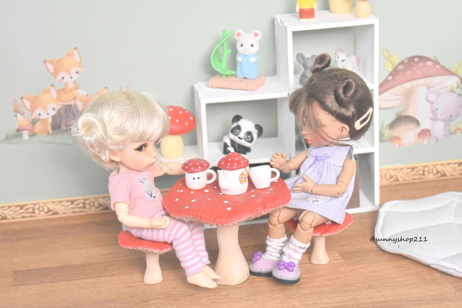Table champignon miniature bjd nappy choo, pukifee, obitsu 11, stodoll.