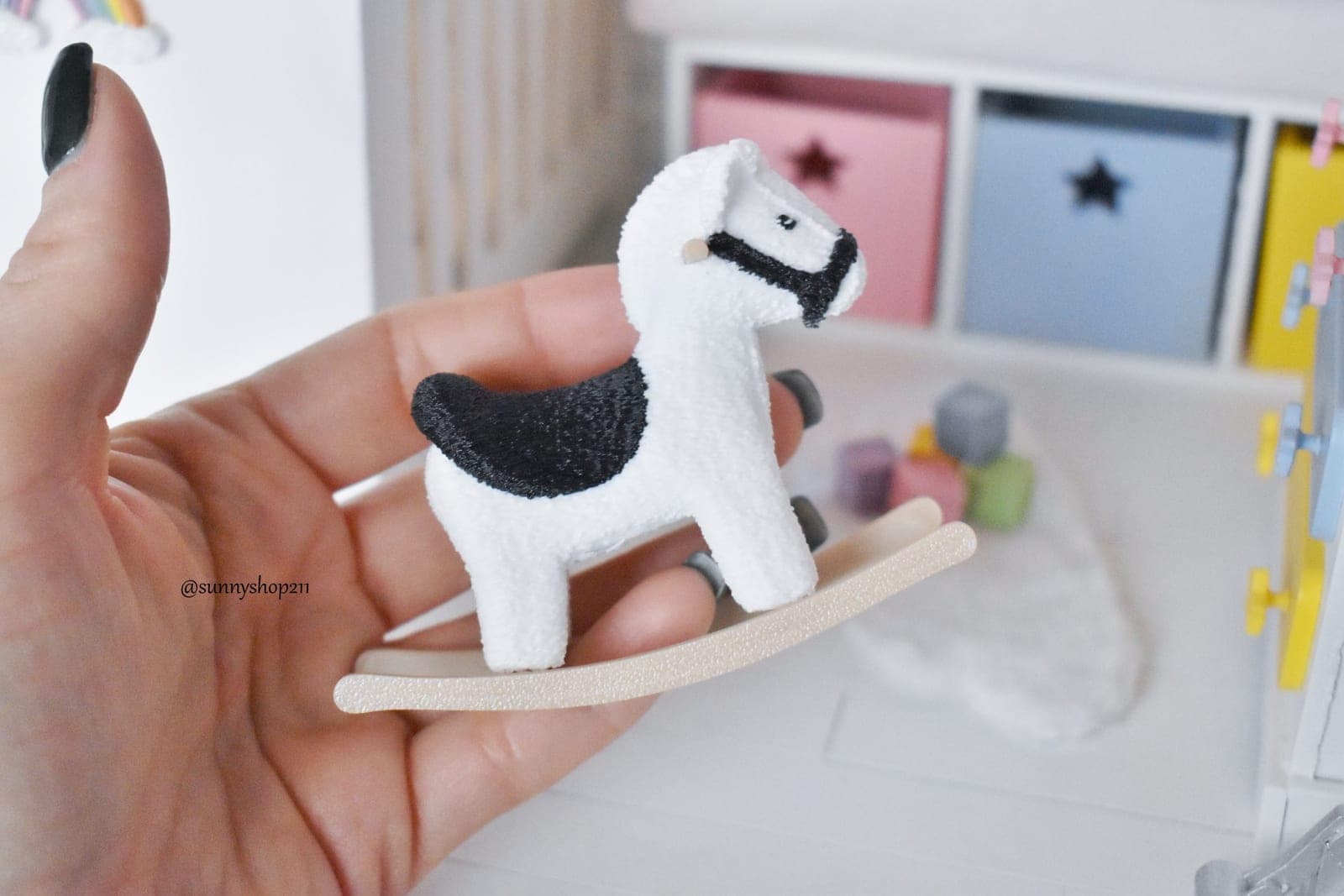 Cheval à bascule miniature bjd nappy choo, obitsu 11, stodoll
