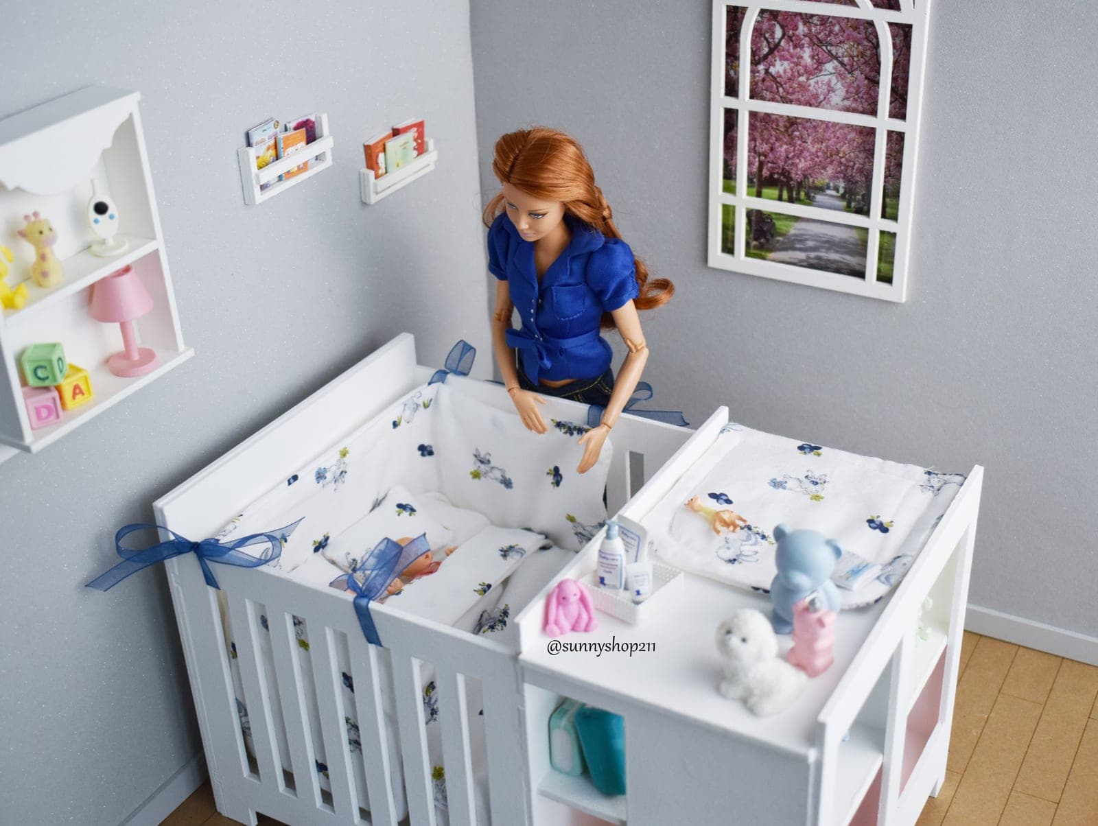 Lit de bébé miniature – Taille 1/6 (option simple ou double)