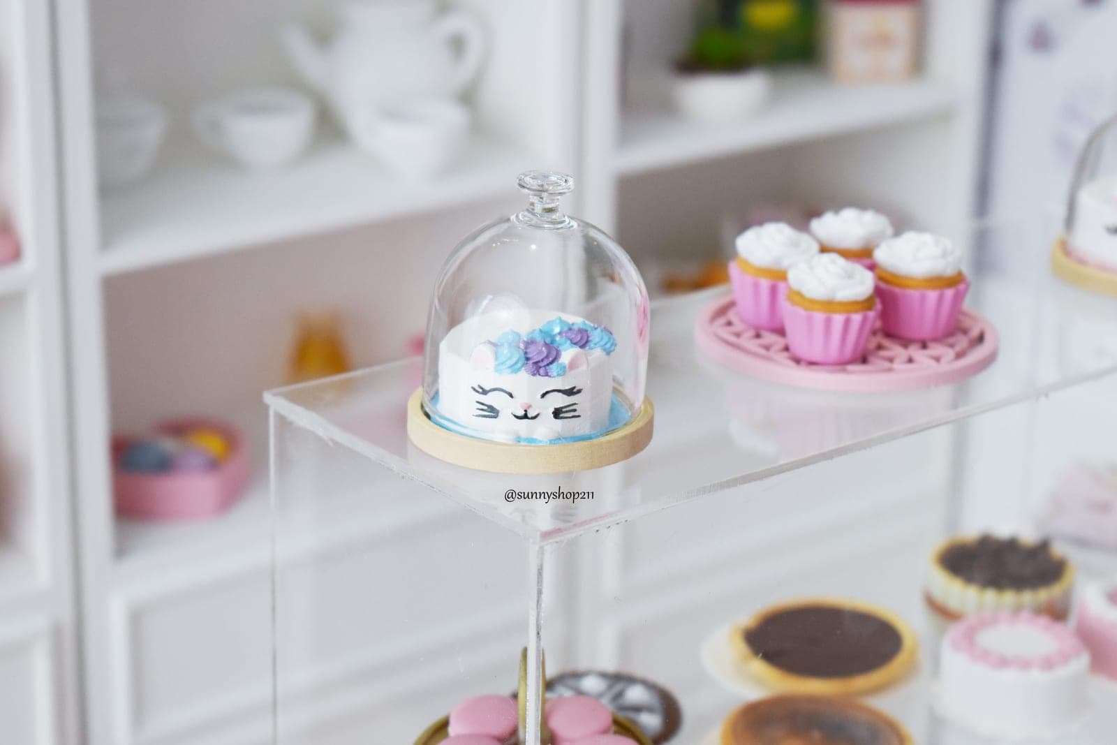 Cloche en verre miniature avec plateau bois – 1/6 · 1/4