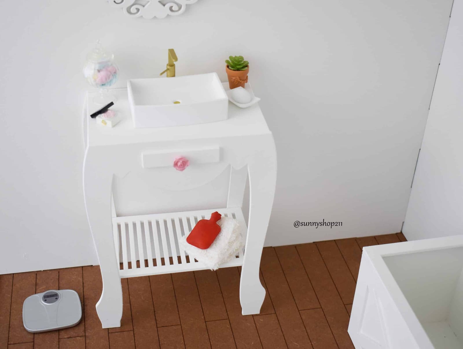 Meuble de salle de bain avec vasque 1/4 diorama minifee, MSD