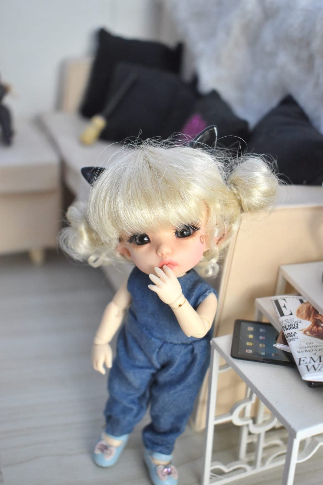 🐱✨ Cat Ears & Tail – Costume for Pukifee (BJD 1/8)