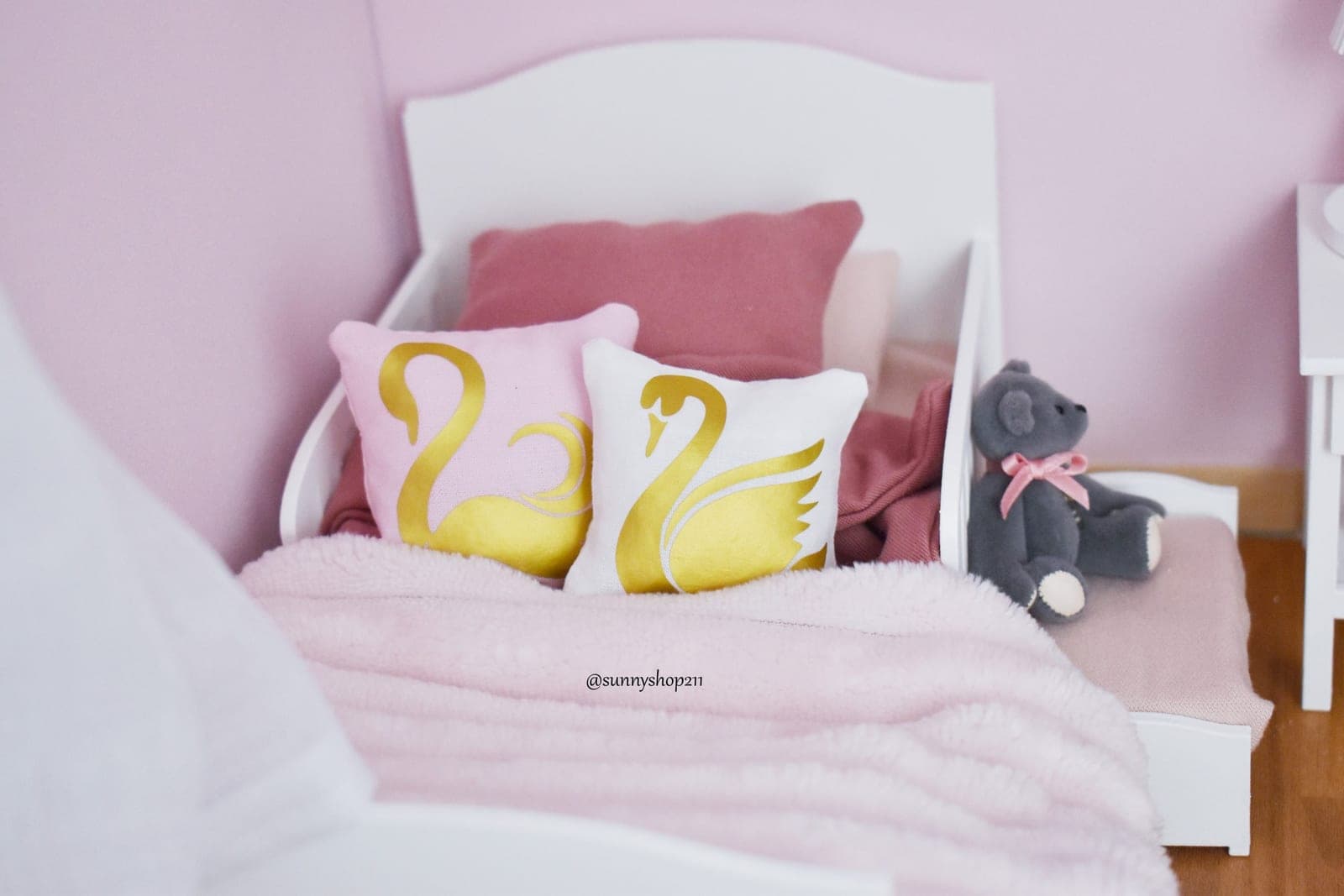 Coussin cygne customisé miniature 1/6 1/4 Barbie, minifee