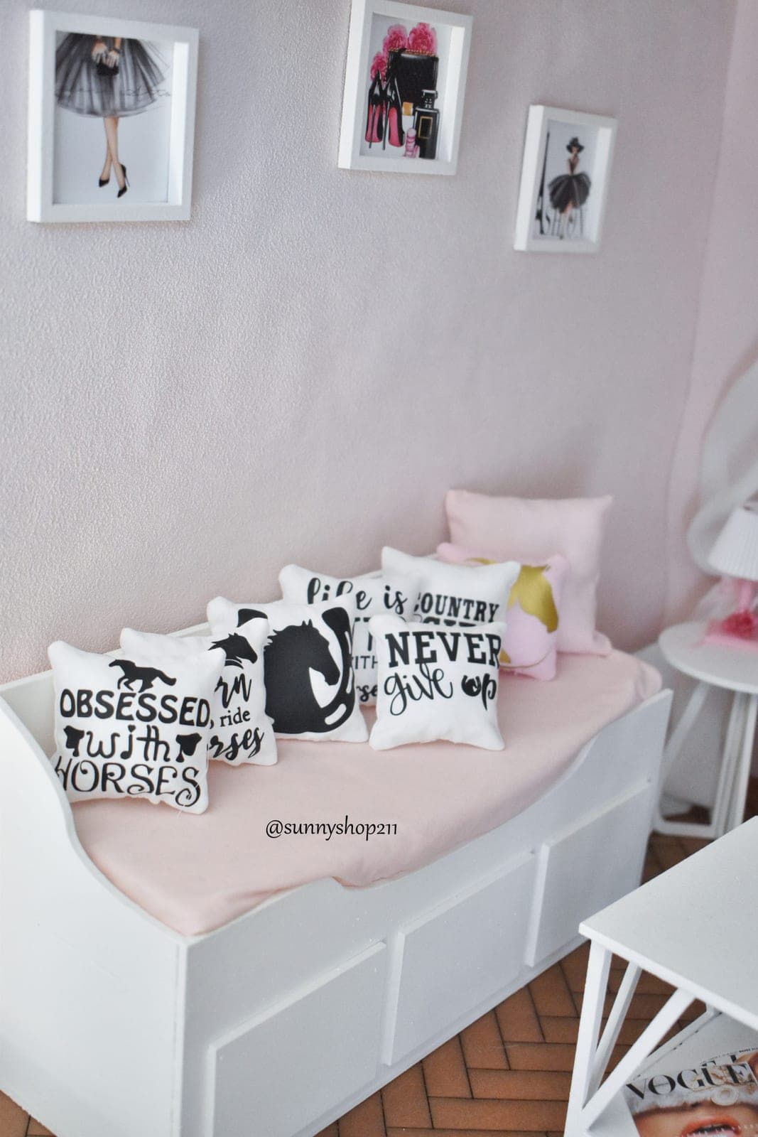 Coussin cheval customisé miniature 1/6 1/4 Barbie, minifee