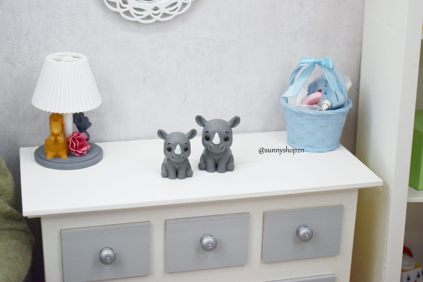 Rhinocéros design miniature aspect tricot – 1/12, 1/8, 1/6, 1/4