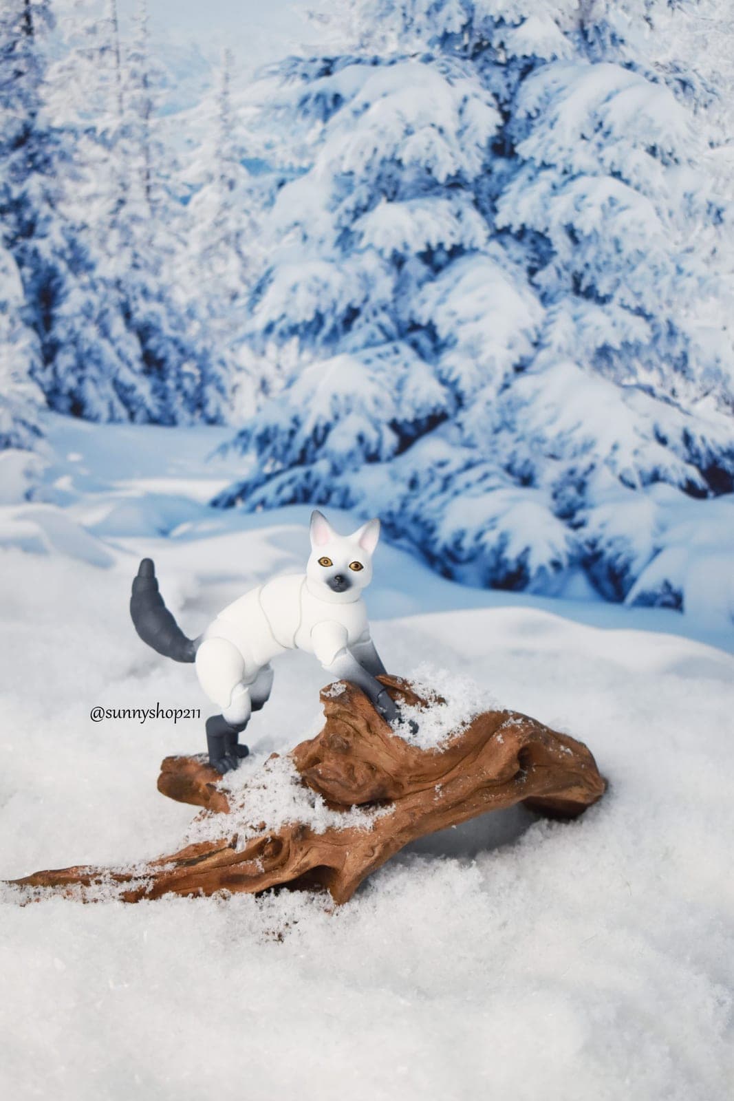🦊 Miniature articulated snow fox (approx. 16 cm)