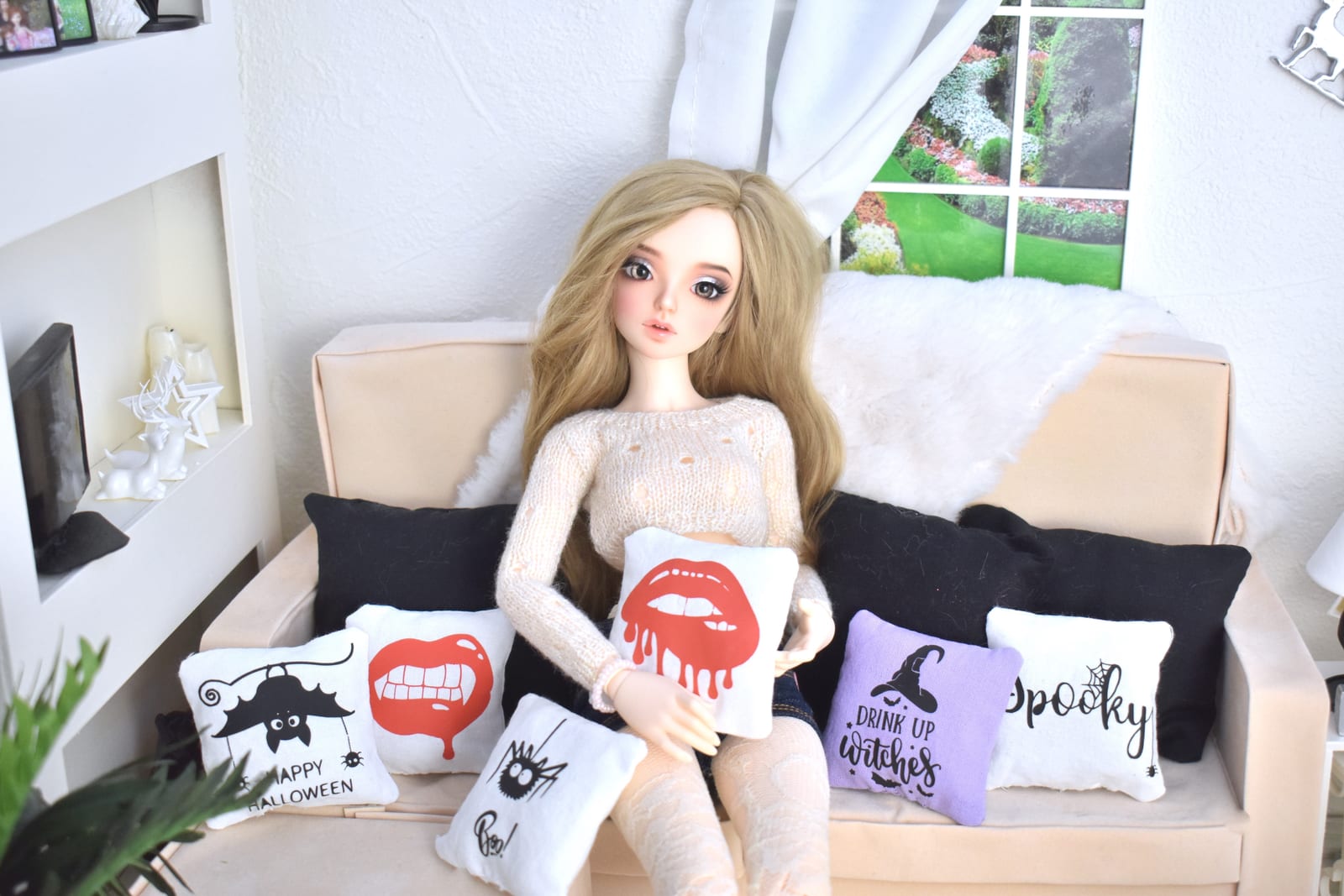 miniature Halloween cushions, diorama, roomdoll minifee 1/4