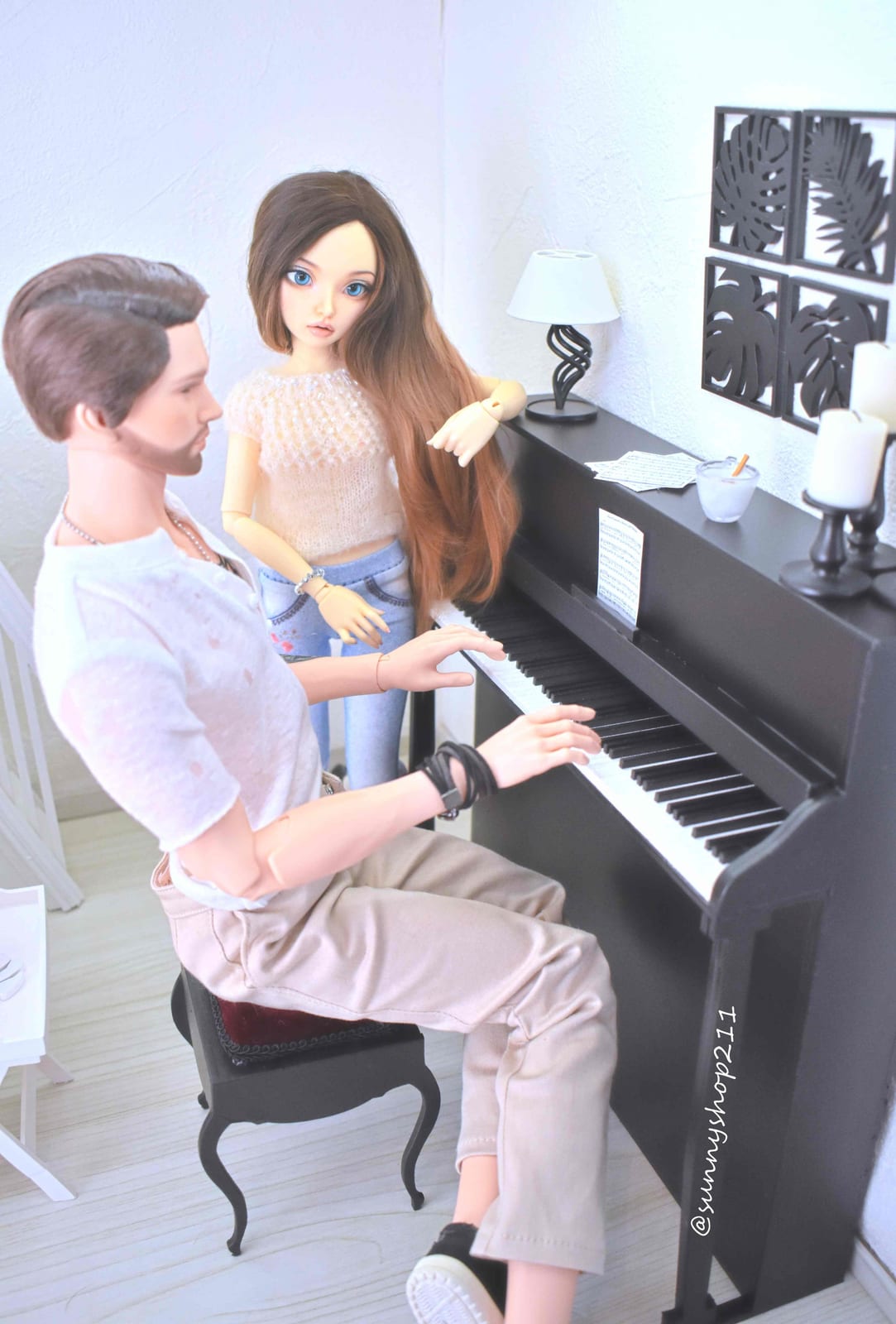 Miniature simulation piano 1/4 scale diorama for Minifee BJD MSD, Unoa
