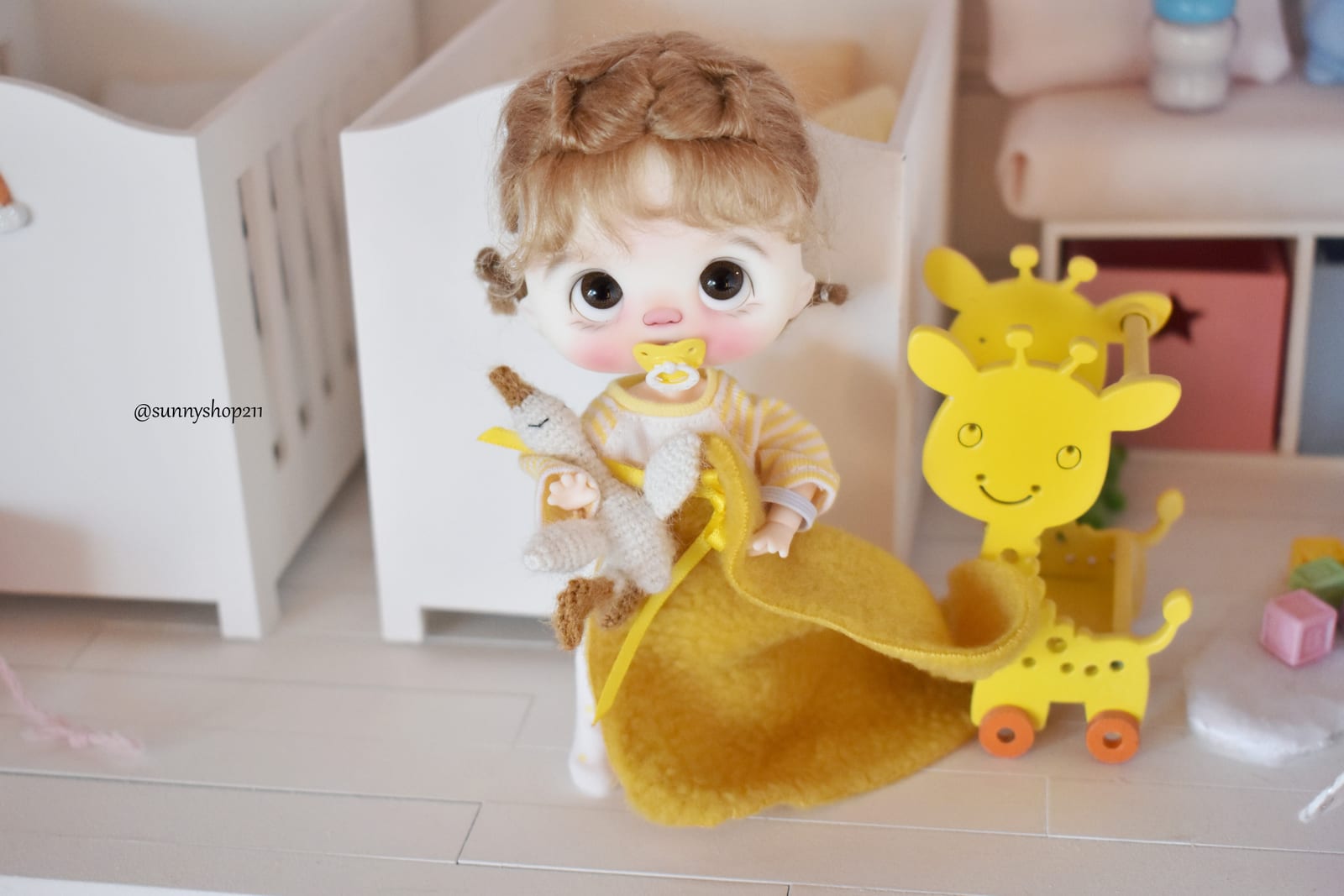 Miniature goose plushie Obitsu 11, Pukifee, Lati Yellow, BJD baby