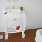 Meuble de salle de bain avec vasque 1/4 diorama minifee, MSD