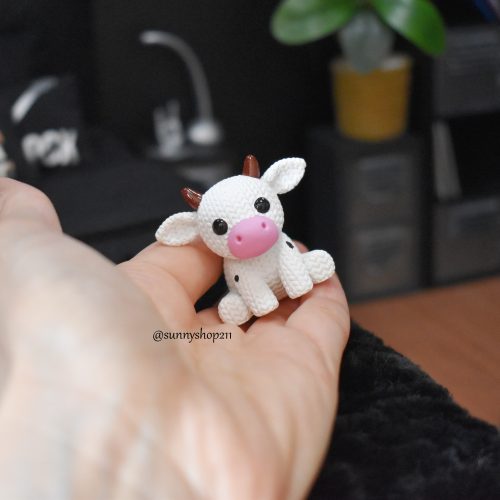 Vache miniature – Aspect tricot décoratif (1/12 • 1/8 • 1/6 • 1/4)