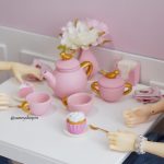 Service à thé miniature avec oiseau doré – 1/4