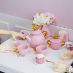 Service à thé miniature avec oiseau doré – 1/4